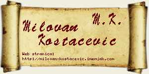 Milovan Kostačević vizit kartica